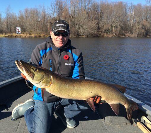 On sunny, bluebird days with high barometric pressure, John Anderson says muskies often prefer gaudy coloured baits and lures