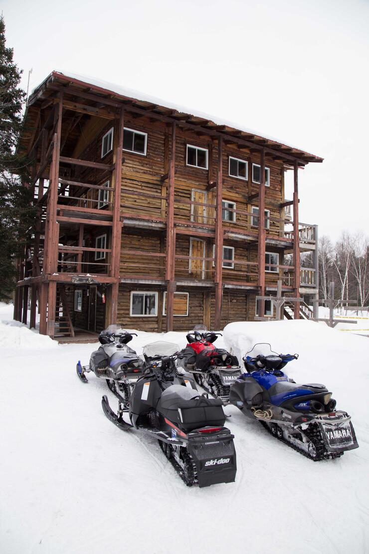 sportsmans lodge sled parking portrait