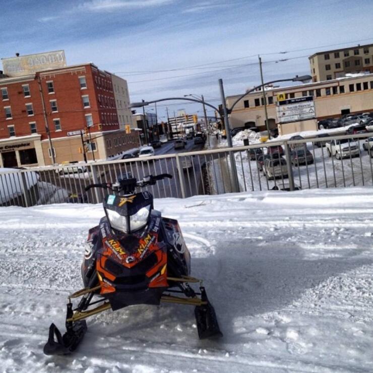 snowmobile downtown Timmins