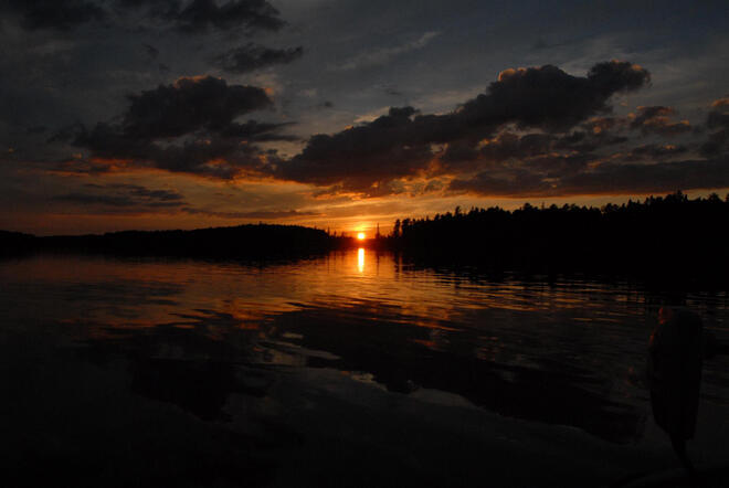 Sunset over open water