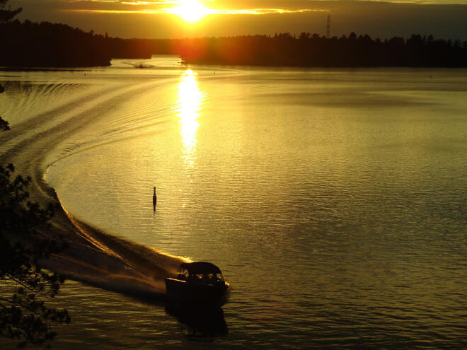 Sunset from the Sioux Narrows Bridge taken by Karen Kearney-Andrews
