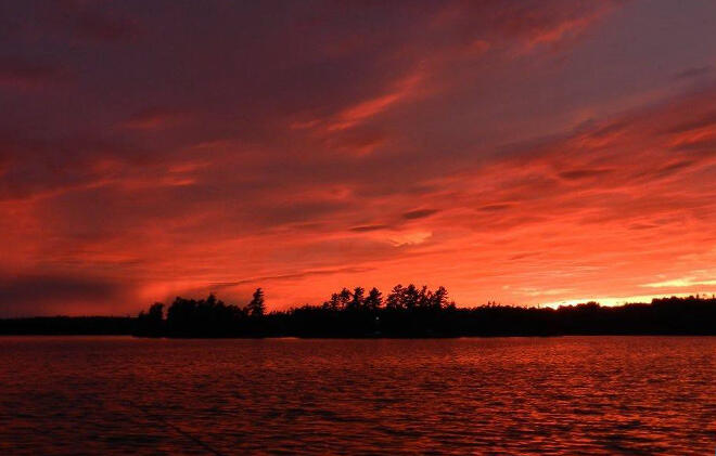 Summer sunset at Crow Rock Lodge on Lake of the Woods