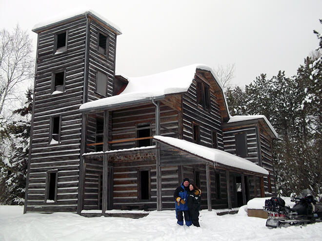 Snowmobile to the White Otter Castle in the winter