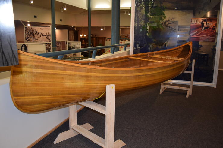 Handmade cedar strip canoe