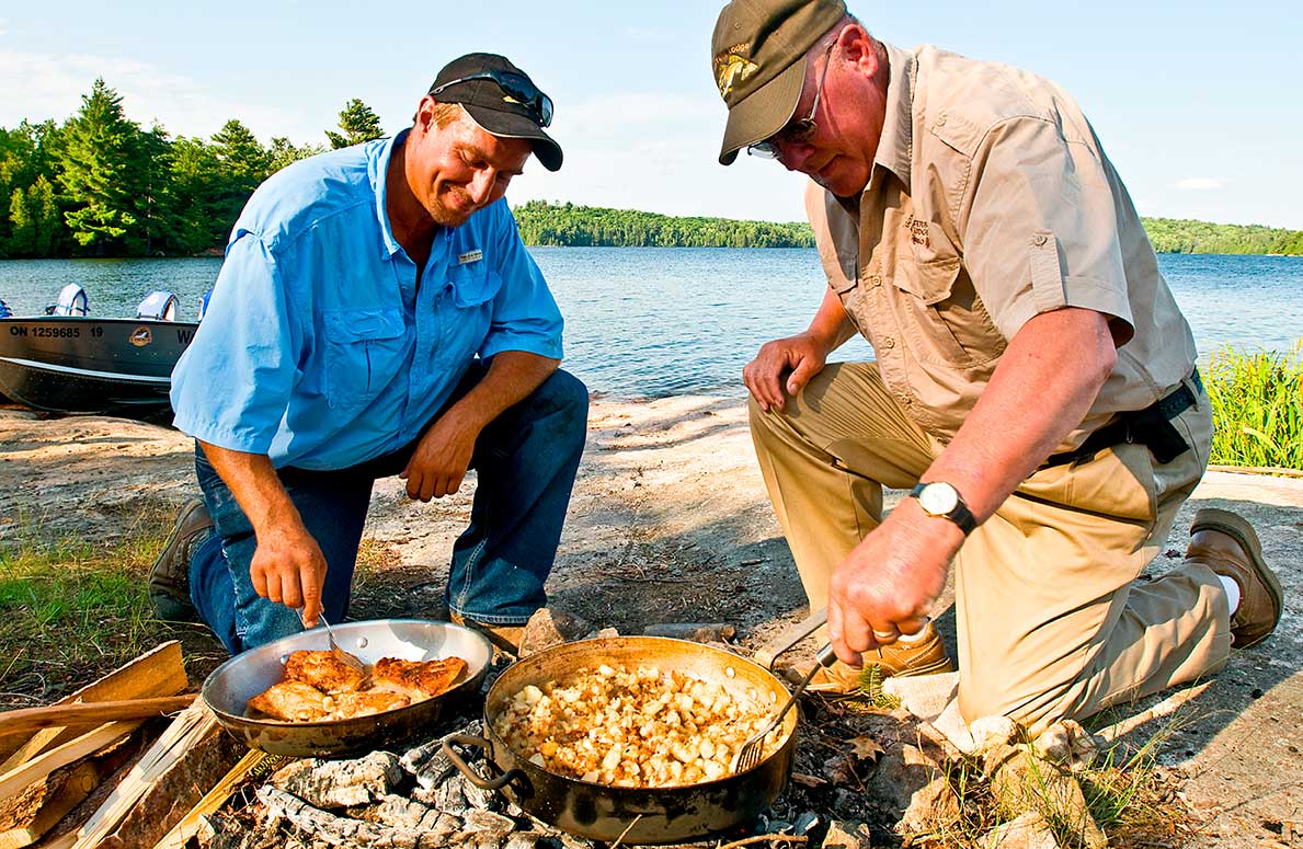 cooking fish in a pan