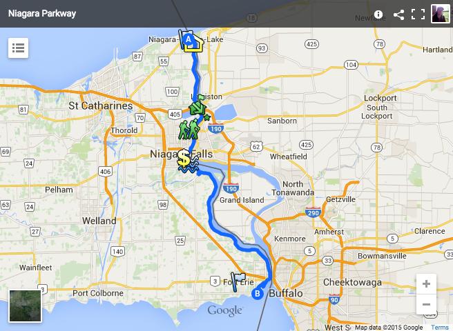 Niagara Parkway Ride Map