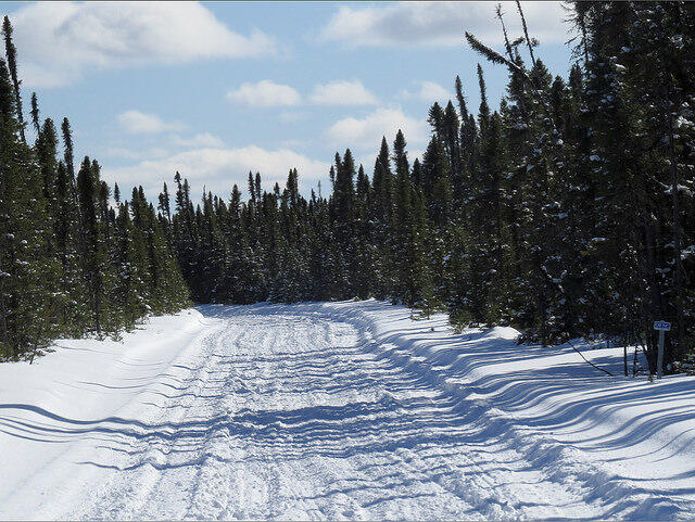 Looking down the snow trails