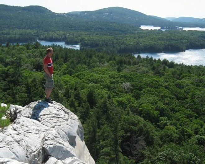 Hiker on a Hill in Killarney Provincial Park