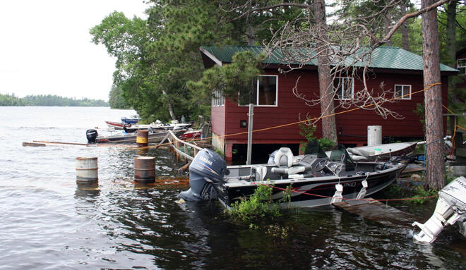 Flooding on Rainy Lake at Camp Narrows Lodge