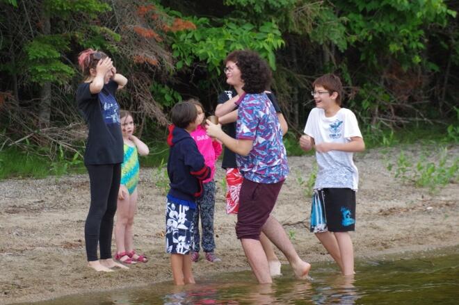 Happiness is watching the children hanging out and having a great time.