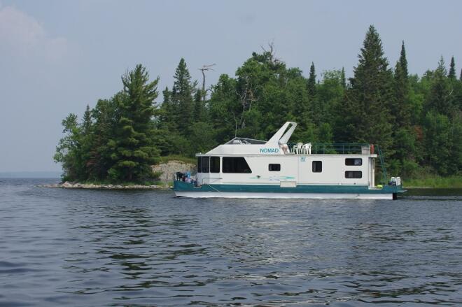 Cruising Lake of the Woods aboard a houseboat.