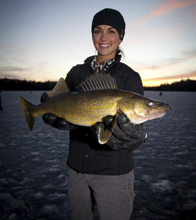 Walleye Fishing on Ontario lakes - ice fishing