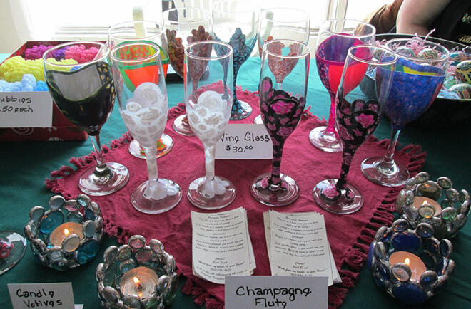 Table of Crafts at the Clover Valley Farmers' Market.