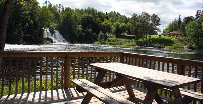 Enjoy a view of Little Falls in Atikokan from across the river.