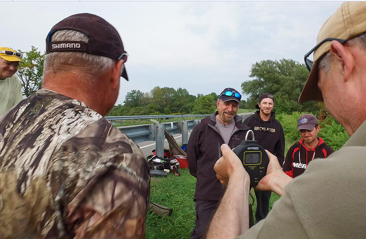 weighing carp