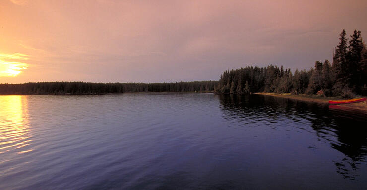 Sunset over a beautiful calm lake