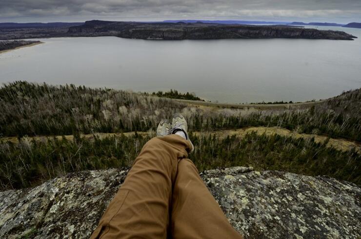 Beautiful view of Lake Superior from vista on the hiking trail.