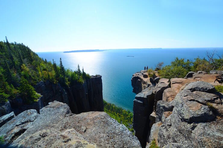 Vast view of Lake Superior from the top of the Sleeping Giant cliffs.