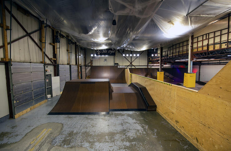 Indoor bike ramps and features