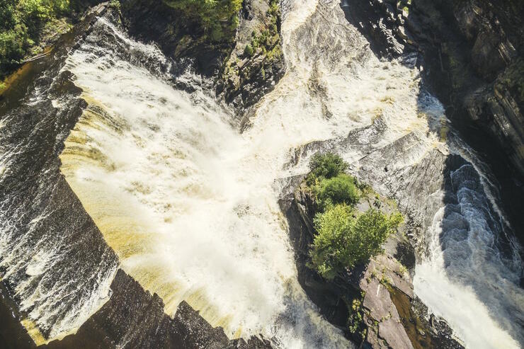 View of waterfalls from top of falls.