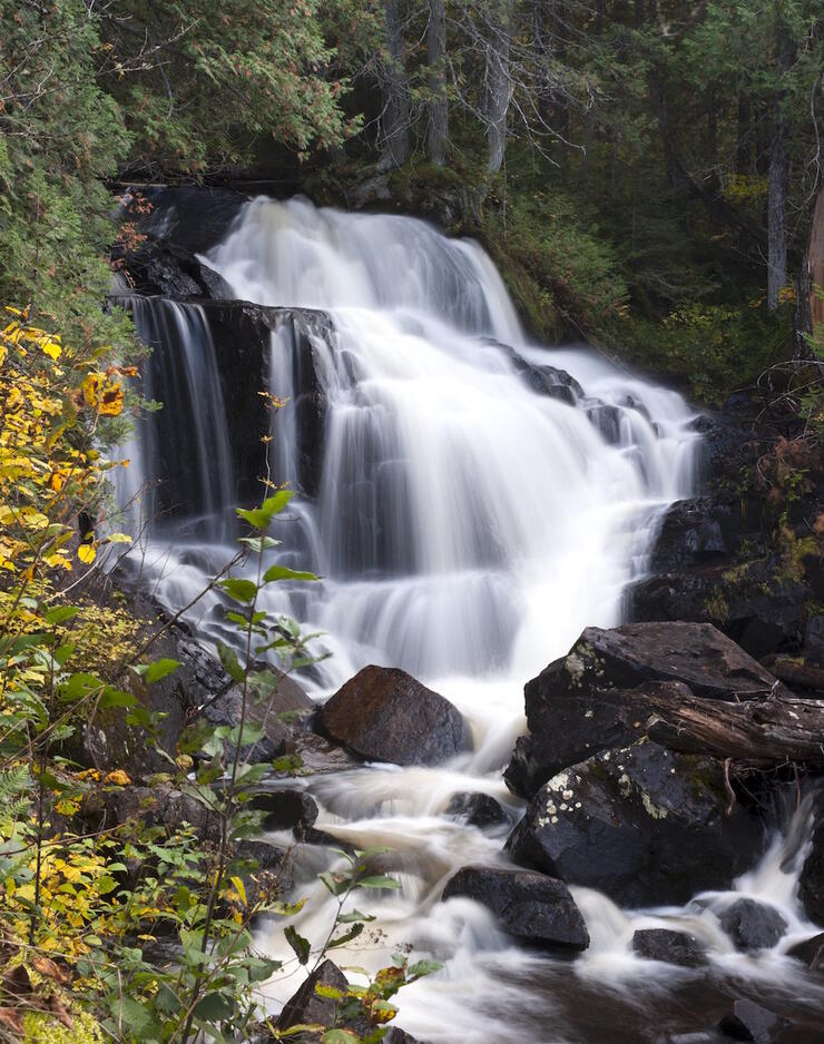 Small waterfall in a forest
