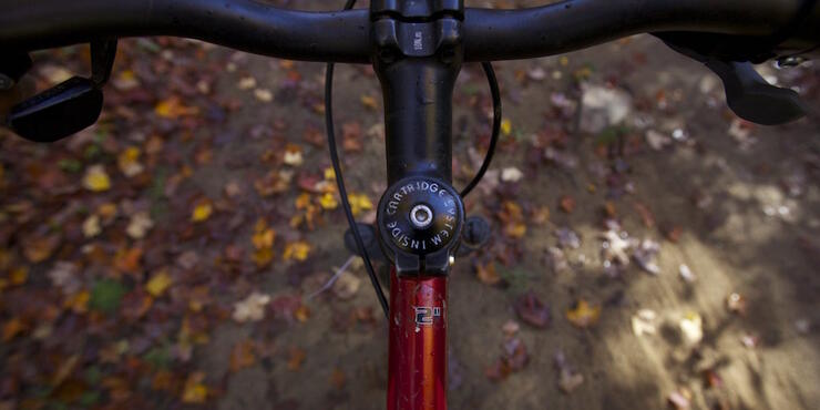 Close up of handbar on a bicycle
