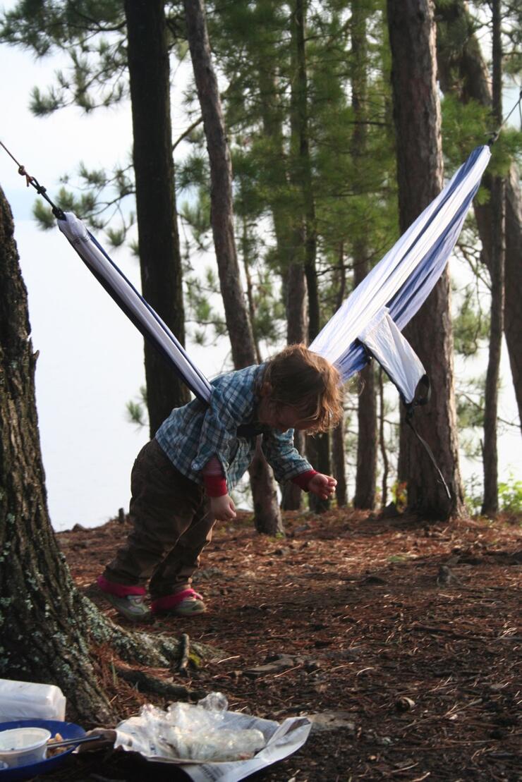 Child swinging in a hammock