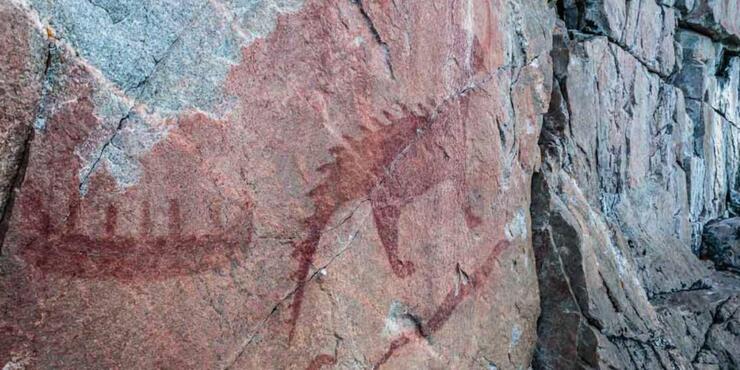 Pictograph of Michibeichu at Agawa Rock