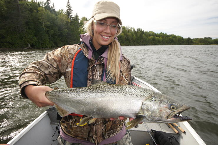 woman with salmon