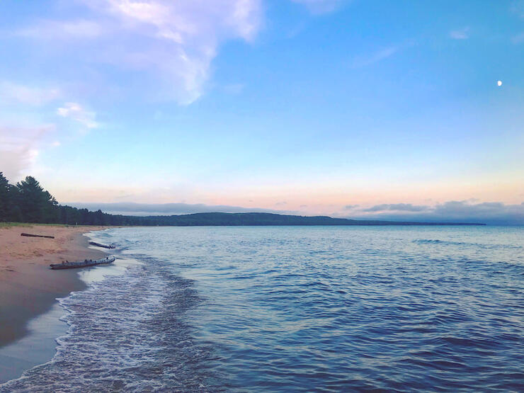 Sunset across a beach