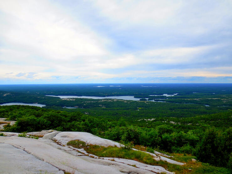 Expansive view from a rocky outlook on Silver Peak in Killarney