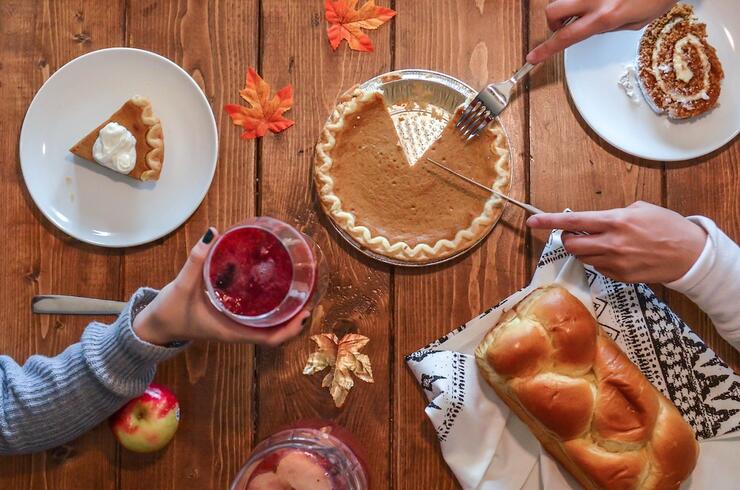 Thanksgiving dinner spread