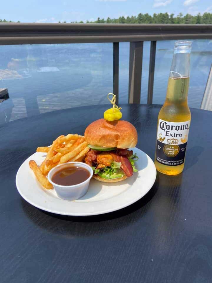 the pier chicken burger fries beer