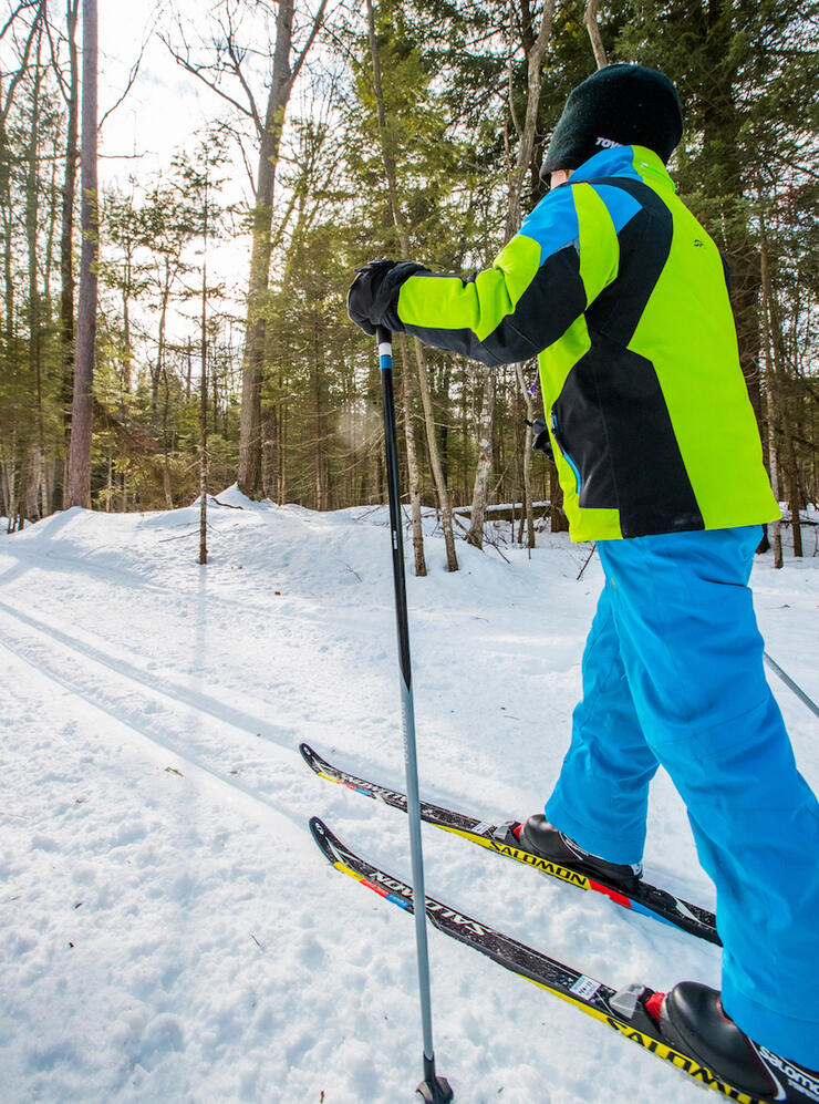 Young boy on cross-country skiis