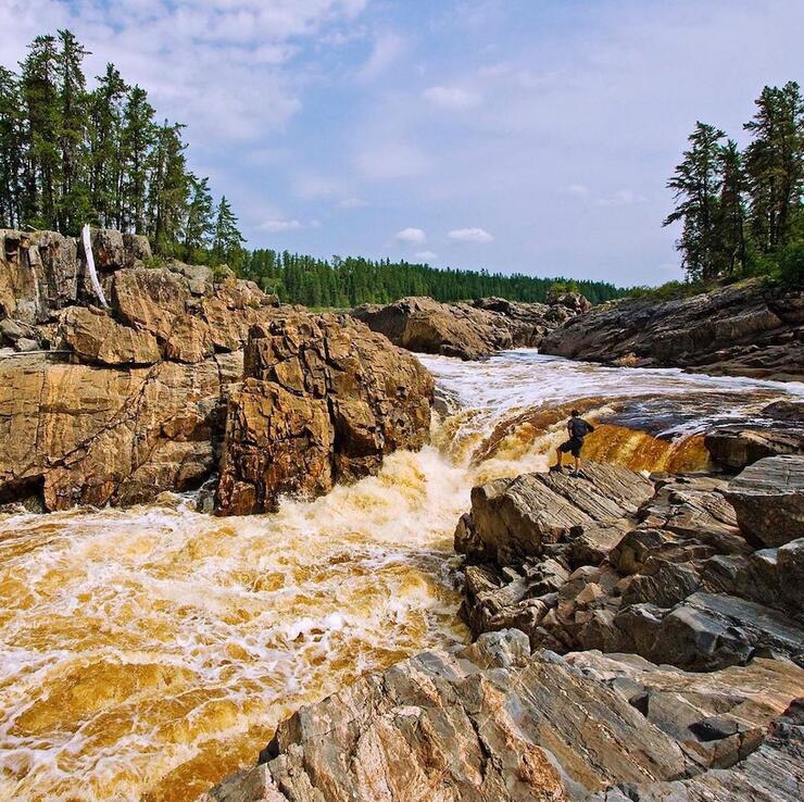 Small falls on a river of rocks