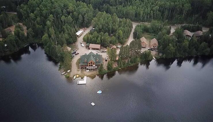moose horn lodge drone shot