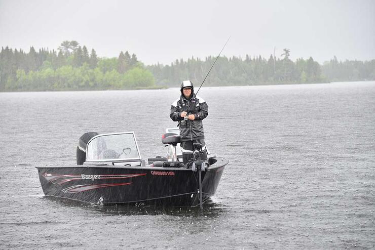fishing in the rain
